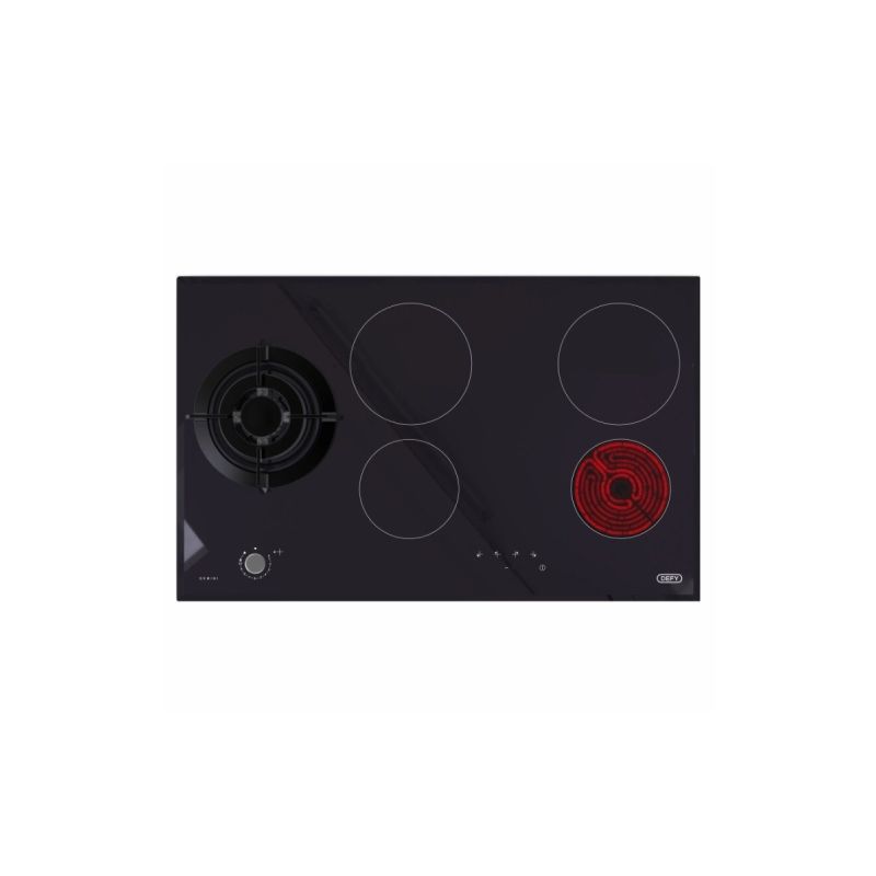 Defy DHG901 900mm Black 4 Plate/1Burner Gemini Duel Fuel Vitroceramic ...