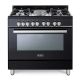 Elba 90cm Black Classic Lite 4 Burner Gas Cooker with 2 Electric Plates and Electric Oven - 01/9CX 727B1
